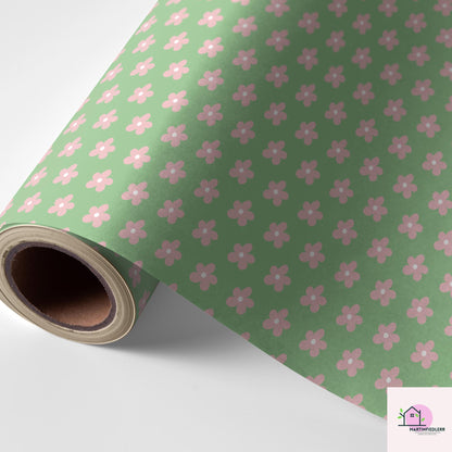 Retro Floral Pastel Meadow Wrapping Paper: Recycled Soft Paper