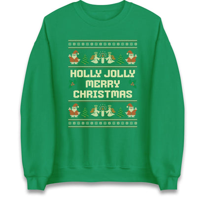 Holly Jolly Christmas Jumper, Xmas Festive Tee Top, Funny Xmas Ugly Jumper, Funny Christmas Hoodie, Xmas Carol Song Sweat Shirt