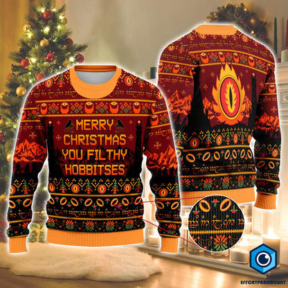 Lord Of The Ring Christmas You Filthy Hobbitses Ugly Sweater | Ugly Christmas Sweatshirt | The Hobbit Xmas Sweater | Lotr Christmas Sweater