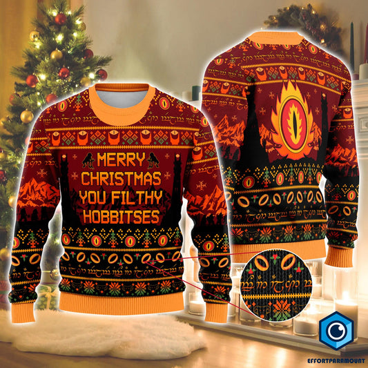 Lord Of The Ring Christmas You Filthy Hobbitses Ugly Sweater | Ugly Christmas Sweatshirt | The Hobbit Xmas Sweater | Lotr Christmas Sweater