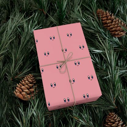 Kirby Face Wrapping Paper, Cute Gift Wrap for Birthdays, Holidays, and Special Occasions, Fun Wrapping Sheets, Present Packaging Supplies
