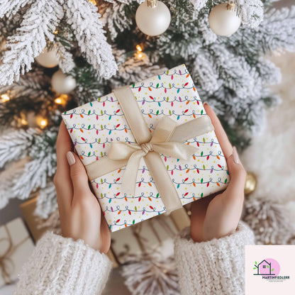 Christmas Lights Wrapping Paper: Festive Holiday Art Paper