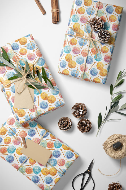 Yarn Ball Wrapping Paper Knitting Gift Wrap for Handmade Gifts Birthdays and Holiday Presents for Crafters #6