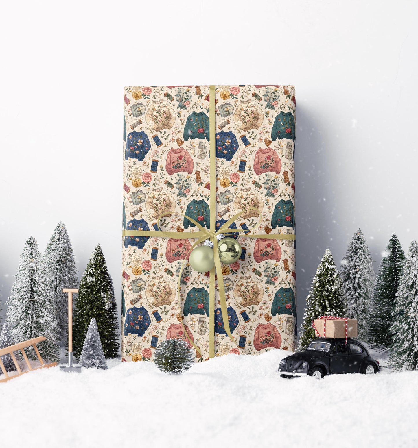 Yarn Lover Wrapping Paper Cute Knitting Gift Wrap for Makers DIY Crafters and Cozy Holiday Gift Giving #3