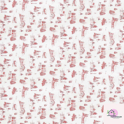Christmas Village Toile Wrapping Paper: Rustic Winter Cabin Gift Wrap