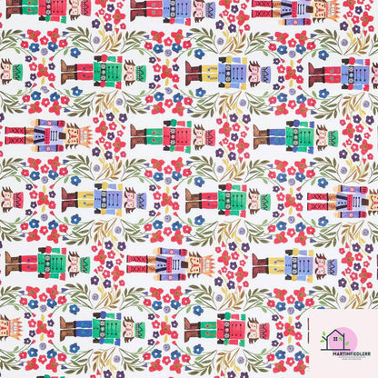 Nutcracker Wrapping Paper: Vintage Floral Toy Soldier, Festive Gift Wrap