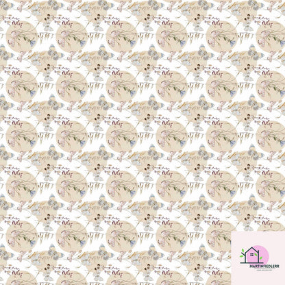 Boho Butterfly Wrapping Paper: Beige Wildflower Gift Wrap