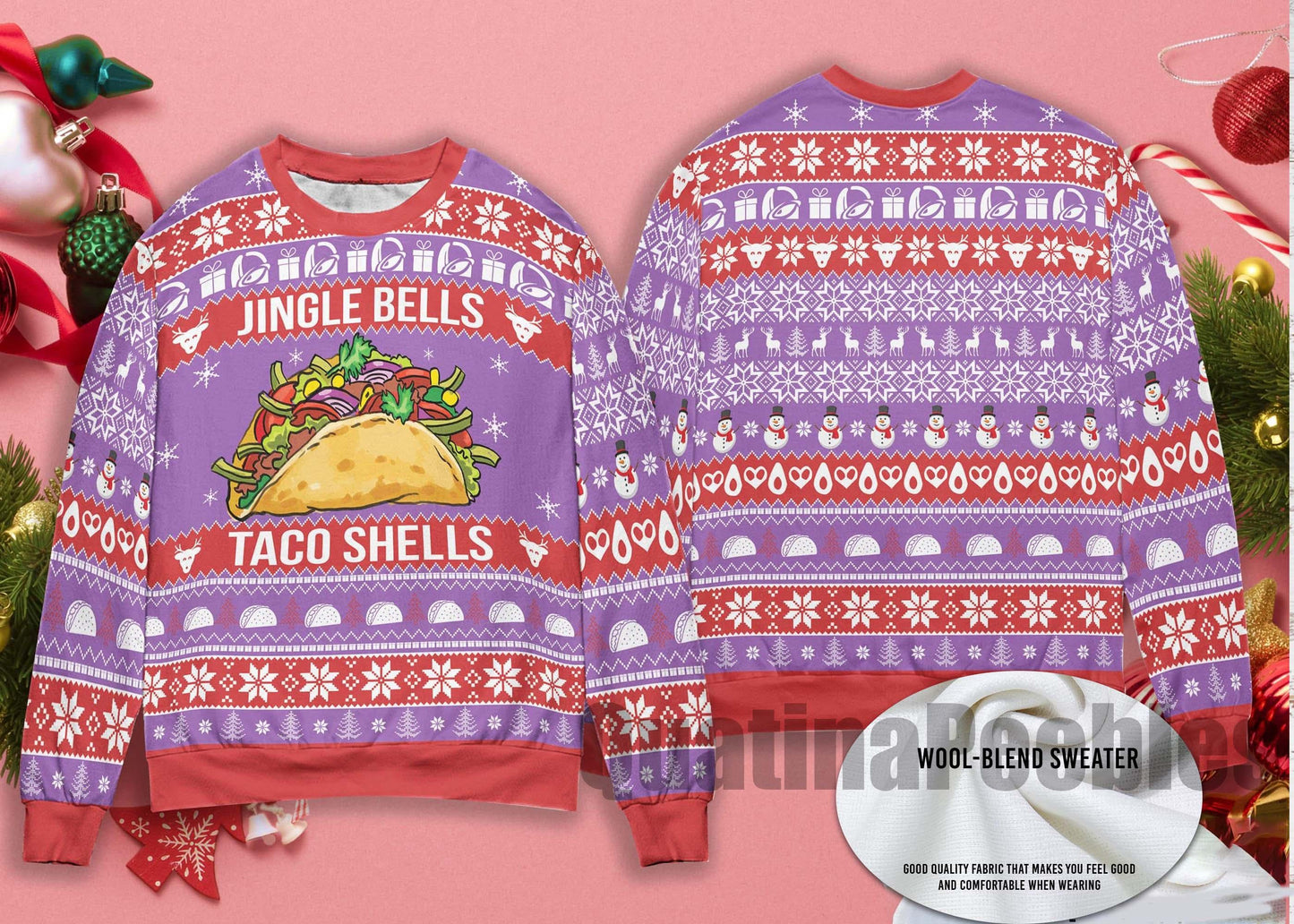 Jingle Bells Taco Shells Christmas Sweater, Jingle Bells Ugly Xmas Sweater, Funny Jingle Bells Holiday Sweater, Jingle Bells Christmas Gift
