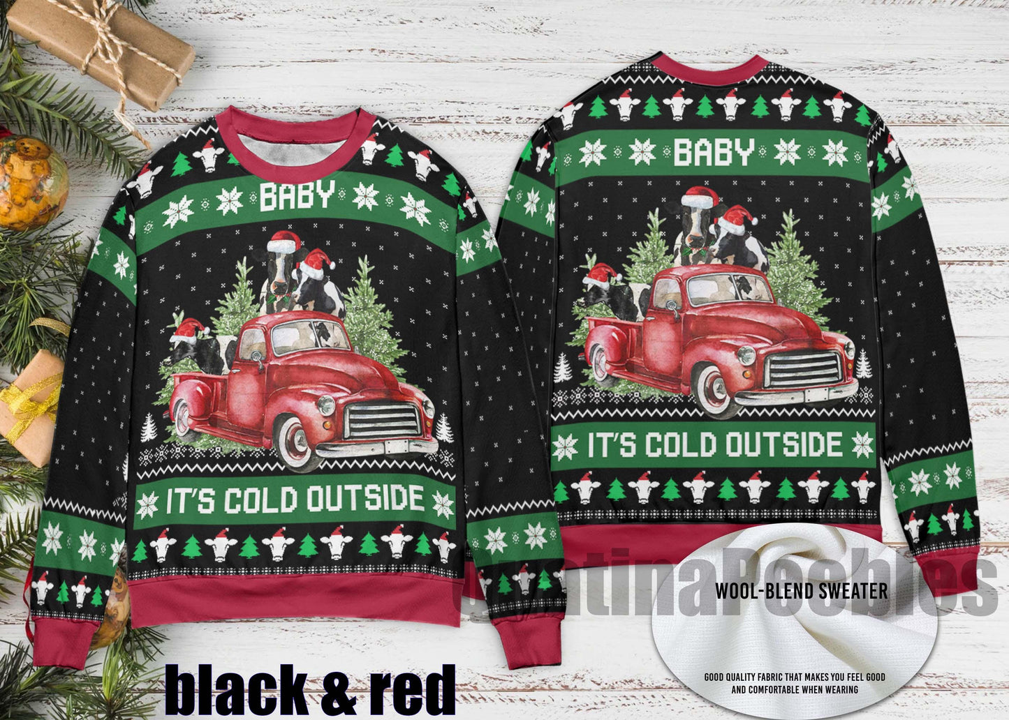 Baby It’s Cold Outside Funny Cow Ugly Christmas Sweater, Baby It’s Cold Outside  Ugly Christmas Sweater,  Xmas Sweater, Gift For Men Women