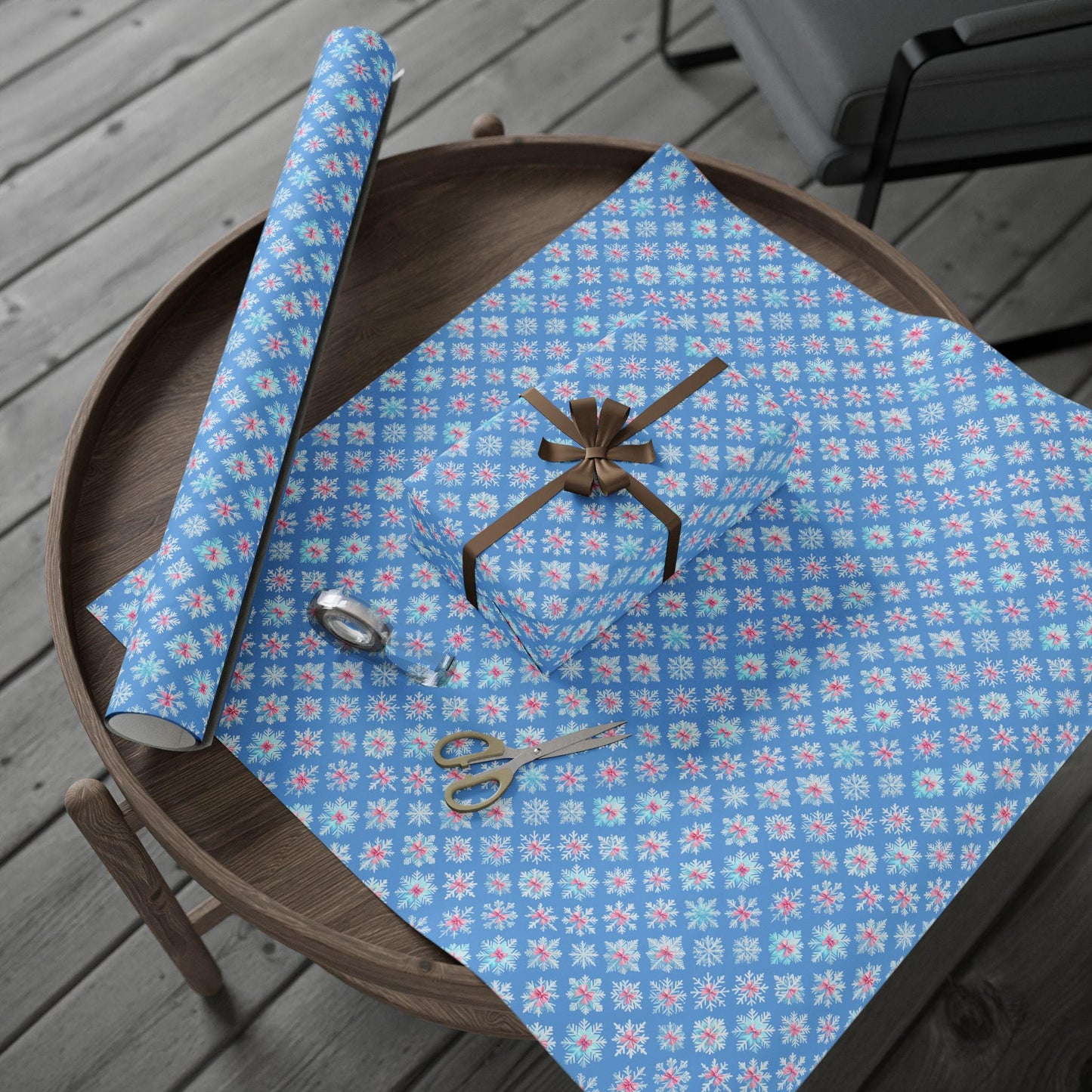 Blue Snowflake Wrapping Paper | Winter Gift Wrap | Christmas Snowflake Paper | Holiday Gift Wrap | Frosty Blue Xmas Wrapping Sheets