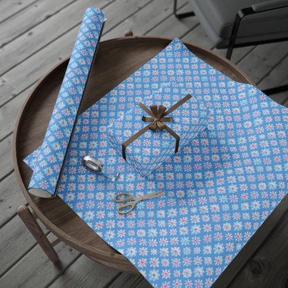Blue Snowflake Wrapping Paper | Winter Gift Wrap | Christmas Snowflake Paper | Holiday Gift Wrap | Frosty Blue Xmas Wrapping Sheets