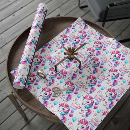 Unicorn Birthday Wrapping Paper | Rainbow Pony Gift Wrap | Kids Party Gift Paper | Cute Girl Wrapping | Magical Unicorn Decor
