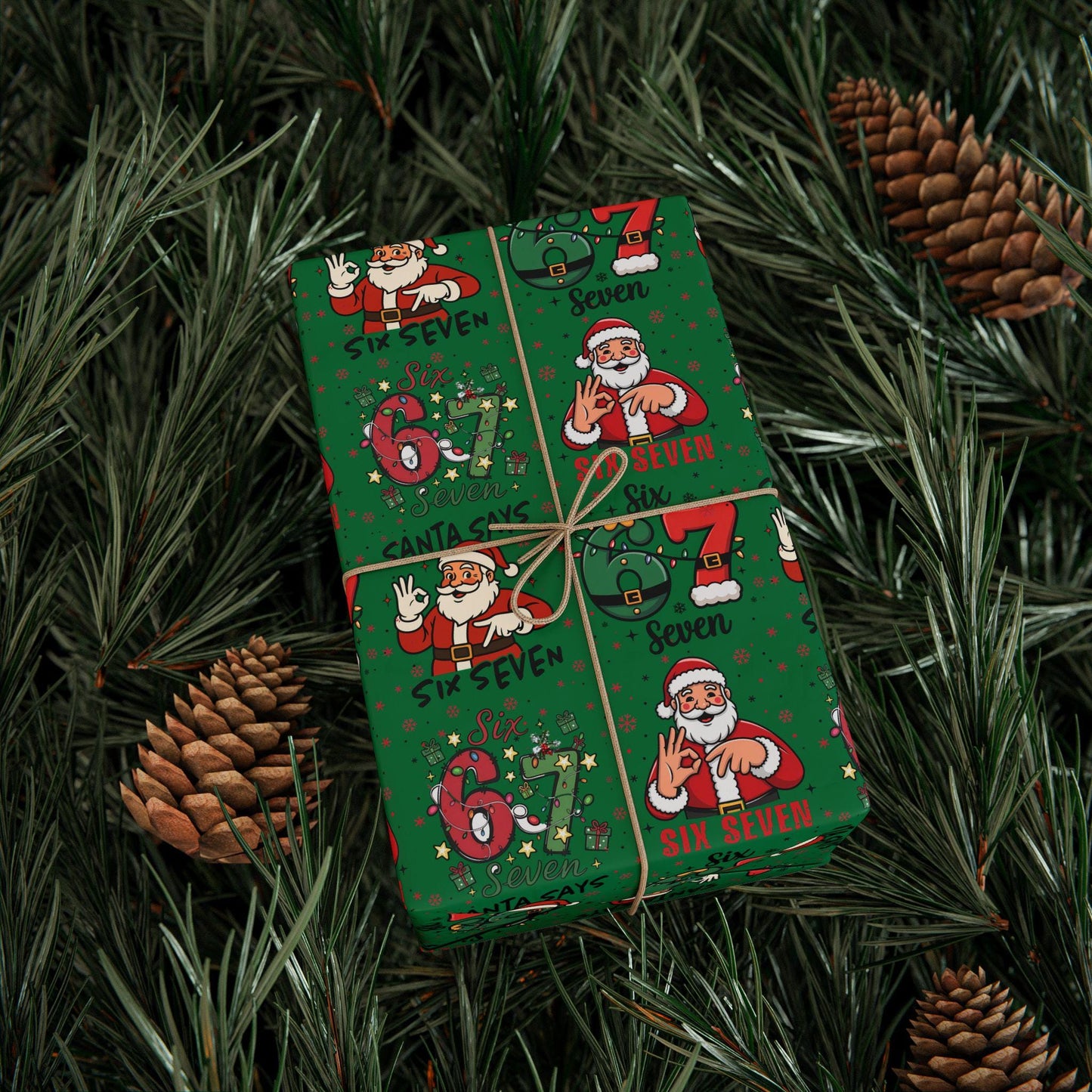 67 Wrapping Papers, 67 Meme Funny Christmas Gift Wrap for Kids, Santa Brain Rot Funny Gift Idea, Holiday Wrapping Roll