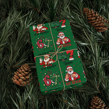 67 Wrapping Papers, 67 Meme Funny Christmas Gift Wrap for Kids, Santa Brain Rot Funny Gift Idea, Holiday Wrapping Roll
