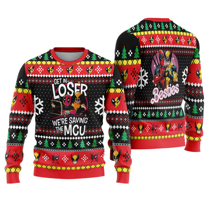 Deadpool Wolverine Ugly Sweater, Get in Loser Superhero Sweatshirt,Superhero 2025 Christmas Sweater,Wolverine Ugly Sweater, Christmas Gift