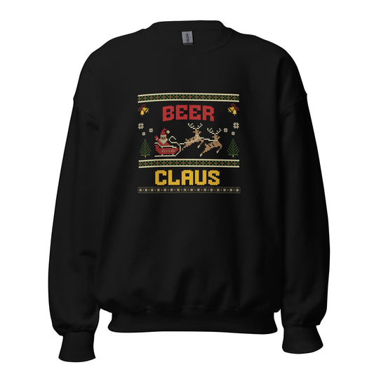 Beer Claus Funny Christmas Jumper | Ugly Xmas | Unisex Holiday Sweatshirt Hoodie | Drinking Party Santa Claus Jumper