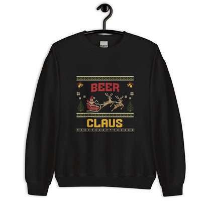 Beer Claus Funny Christmas Jumper | Ugly Xmas | Unisex Holiday Sweatshirt Hoodie | Drinking Party Santa Claus Jumper