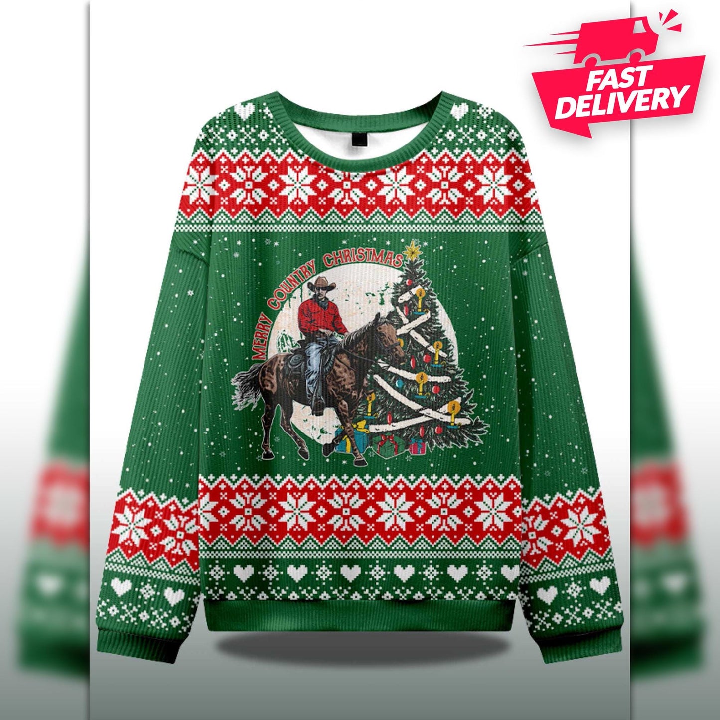 Merry Country cowboy Christmas Ugly Sweater, Family Matching Outfit, Friends Party, Hoodie Xmas Gift Dad, Gift for husband,Horse Xmas Hoodie