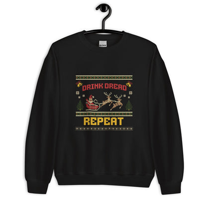 Drink Dread Repeat Funny Christmas Jumper | Ugly Xmas | Unisex Holiday Sweatshirt Hoodie | Drinking Festive Party Outfit