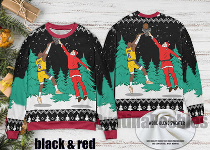 Santa Dunking Lebron James Ugly Christmas Sweater, Lebron James Christmas Sweater, Santa  Holiday Sweater, Ugly Christmas Sweater