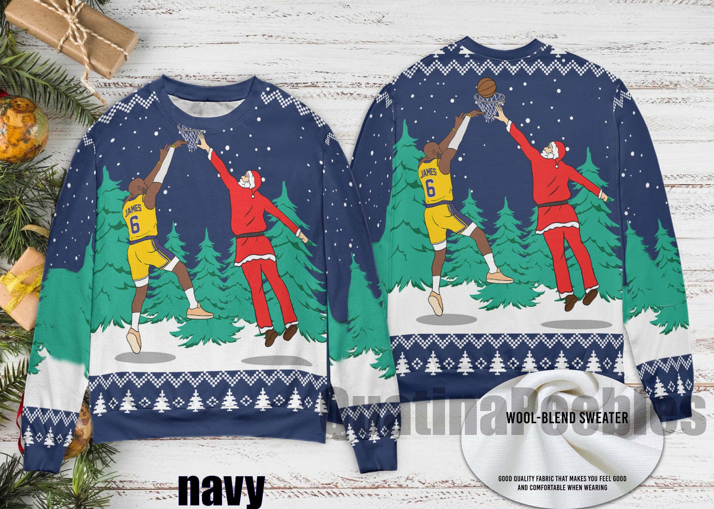 Santa Dunking Lebron James Ugly Christmas Sweater, Lebron James Christmas Sweater, Santa  Holiday Sweater, Ugly Christmas Sweater