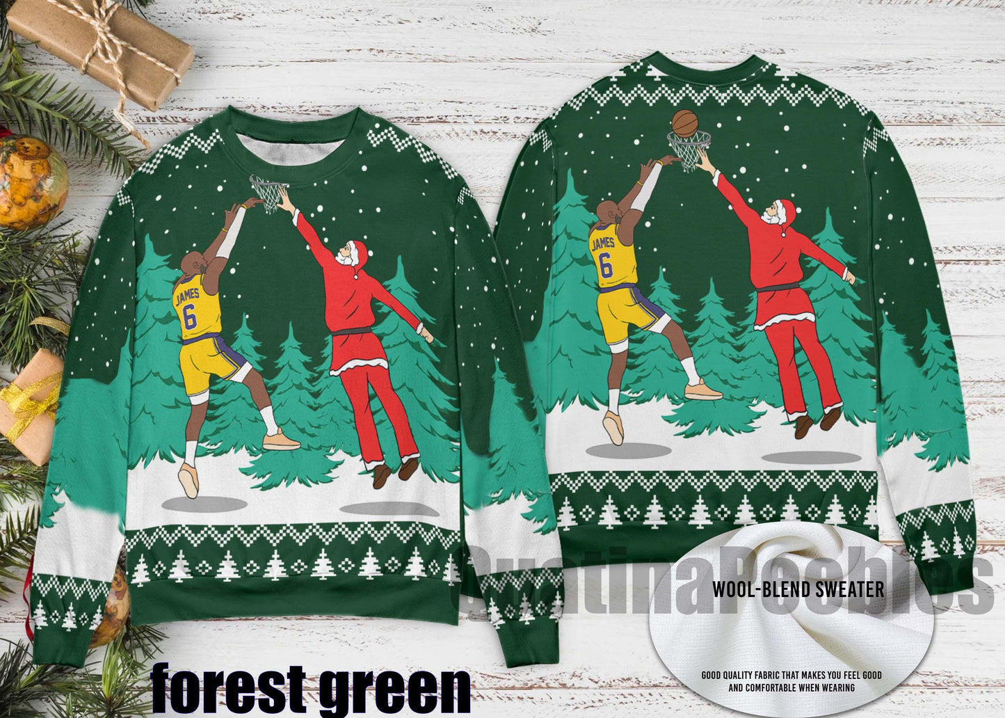 Santa Dunking Lebron James Ugly Christmas Sweater, Lebron James Christmas Sweater, Santa  Holiday Sweater, Ugly Christmas Sweater