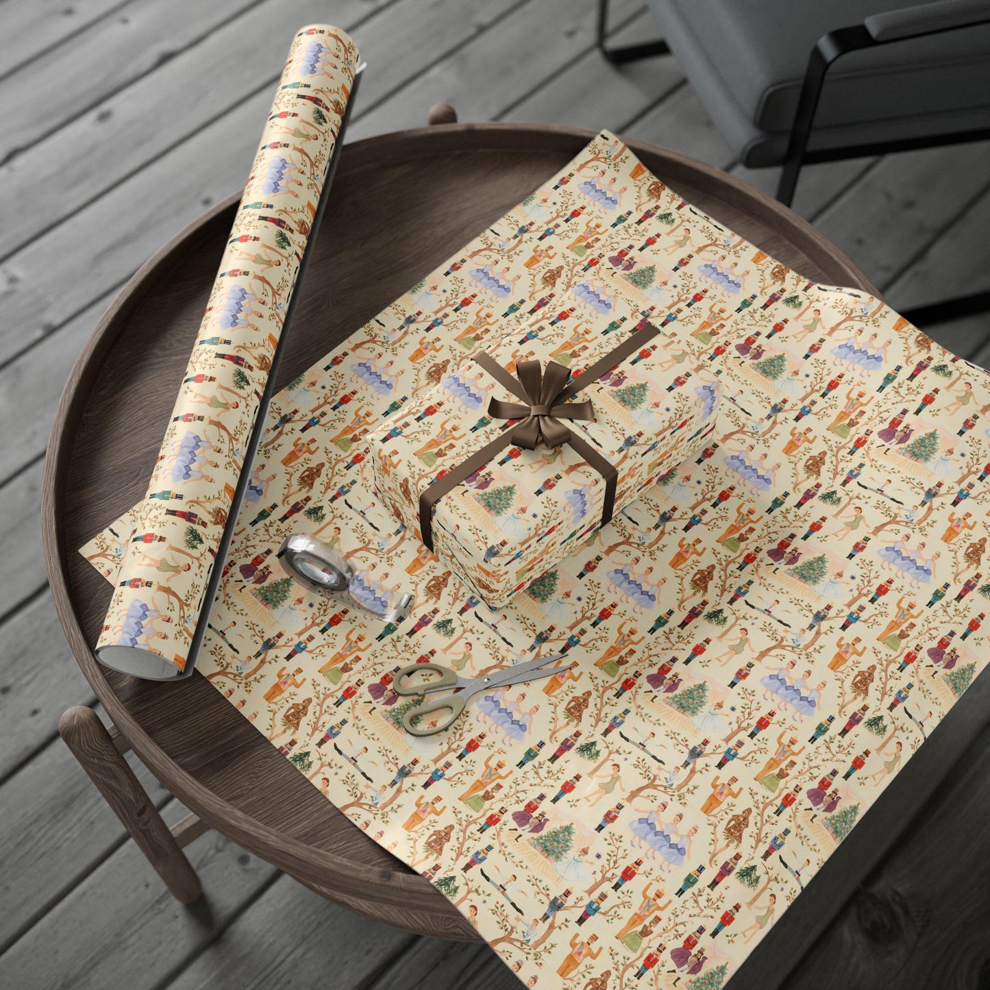 Nutcracker Ballet Wrapping Paper: Ballerinas, Toy Soldiers, Christmas Tree