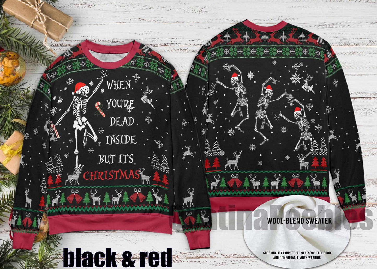 Dancing Santa Skeleton Christmas Ugly Sweater,Dancing Skeleton Christmas Ugly Sweater,Family Ugly Christmas Sweater,Funny Sweater for Family