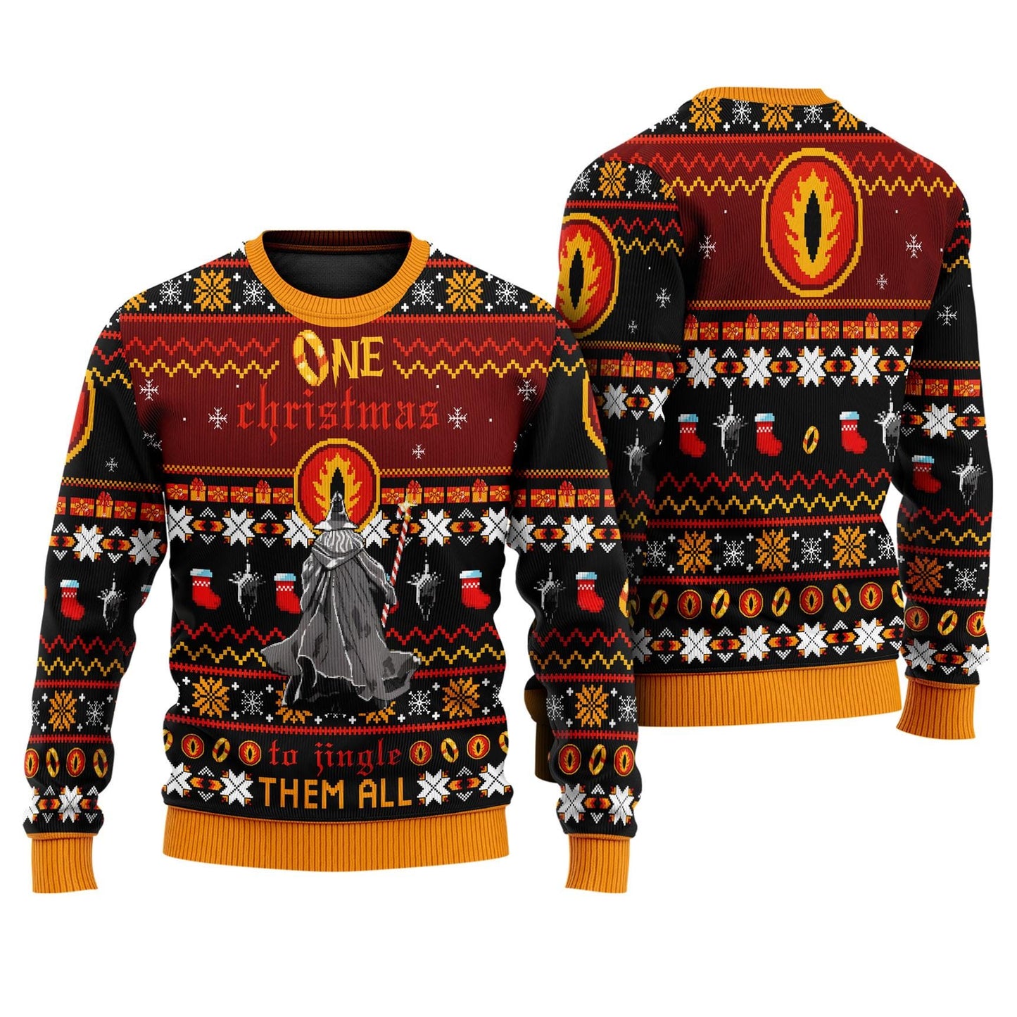 One Christmas To Jingle Them All Ugly Sweater, Lord Of The Rings Ugly Christmas Sweatshirt, LOTR Christmas Ugly Sweater, Christmas Holiday