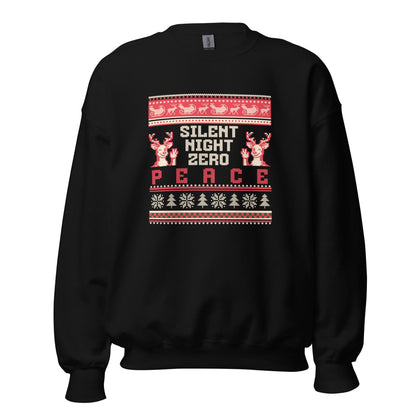 Silent Night Zero Peace Christmas Jumper | Funny Dark Humour Xmas | Ugly Holiday Knitwear | Alternative Secret Santa Gift