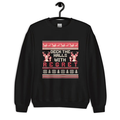 Deck the Halls with Regret Christmas Jumper | Funny Dark Humour Xmas | Ugly Holiday Knitwear | Alternative Secret Santa Gift