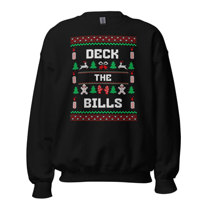 Deck the Bills Funny Christmas Jumper | Ugly Style Festive Knit | Sarcastic Holiday Jumper for Parties | Novelty Xmas Gag Gift