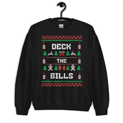 Deck the Bills Funny Christmas Jumper | Ugly Style Festive Knit | Sarcastic Holiday Jumper for Parties | Novelty Xmas Gag Gift