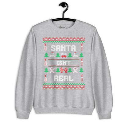 Santa Isn’t Real Funny Christmas Jumper | Ugly Style Festive Knit | Sarcastic Xmas Jumper for Parties | Novelty Holiday Gag Gift