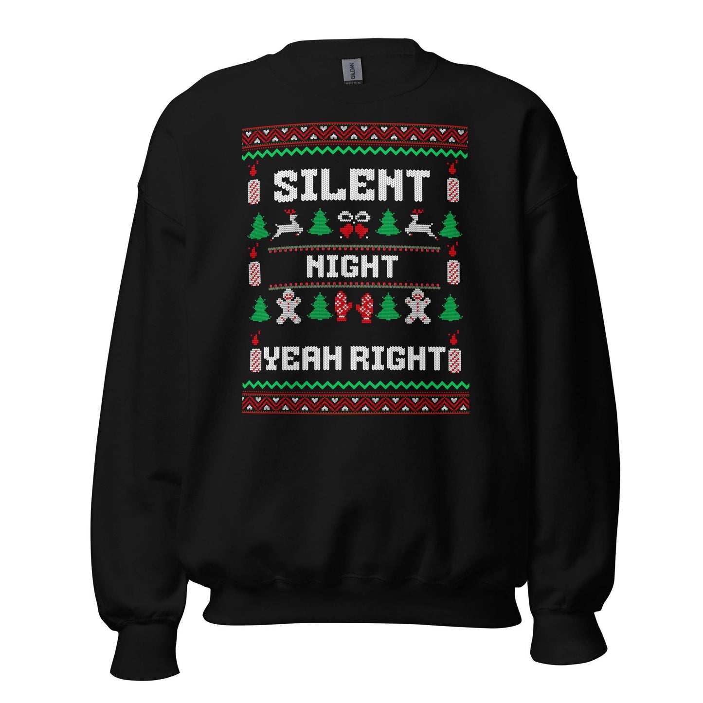 Silent Night Yeah Right Funny Christmas Jumper | Ugly Style Festive Knit | Sarcastic Xmas Jumper for Parties | Novelty Gag Gift