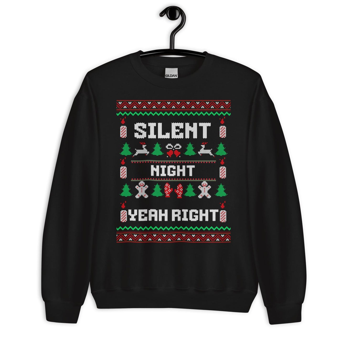 Silent Night Yeah Right Funny Christmas Jumper | Ugly Style Festive Knit | Sarcastic Xmas Jumper for Parties | Novelty Gag Gift