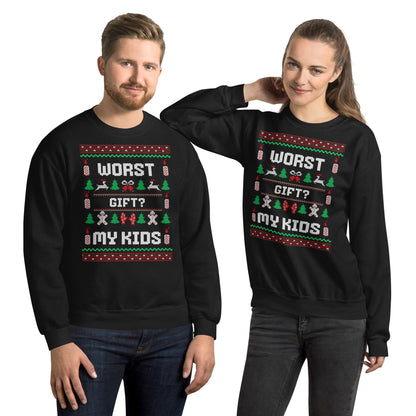 Worst Gift My Kids Funny Christmas Jumper | Ugly Style Festive Knit | Sarcastic Xmas Party Jumper | Novelty Holiday Gag Gift