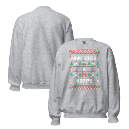 Hammered and Happy Funny Christmas Jumper | Ugly Style Festive Knit | Sarcastic Xmas Party Jumper | Novelty Holiday Gag Gift