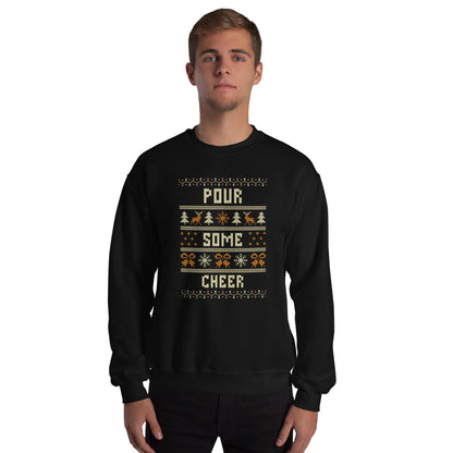 Pour Some Cheer Funny Christmas Jumper | Festive Drinking Ugly | Xmas Party Knitwear | Secret Santa Boozy Novelty Gift