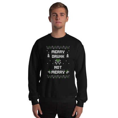Merry Drunk Not Merry Funny Christmas Jumper | Alcohol Knit Ugly Xmas | Festive Drinking Party Holiday Gift