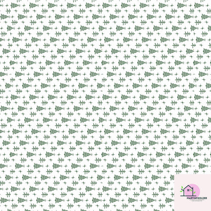 Minimal Christmas Tree Wrapping Paper, White Green Holiday Gift Wrap Sheets, Rustic Winter Forest Packaging, Simple Festive Modern Style