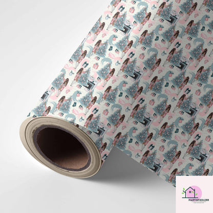 Vintage Pastel Christmas Wrapping Paper: Retro Ornament Design