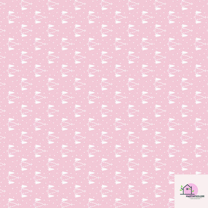 Pink Christmas Wrapping Paper, White Snowy Tree Holiday Gift Wrap Sheets, Cute Pastel Xmas Packaging for Winter Party, Festive Gift Wrap