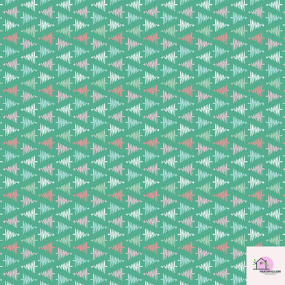 Geometric Christmas Wrapping Paper, Green Tree Holiday Gift Wrap Sheets, Modern Festive Xmas Packaging for Winter Party, Colorful Gift Wrap