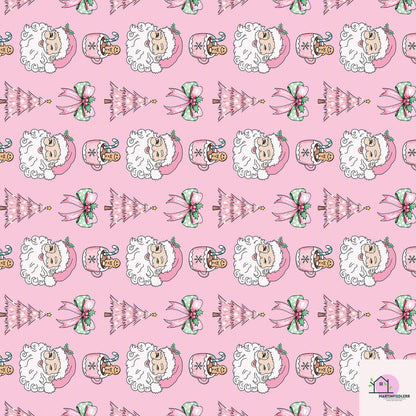 Pink Santa Christmas Wrapping Paper, Holiday Gift Wrap Sheets with Gingerbread Tree and Bow, Festive Xmas Packaging for Kids Birthday Party