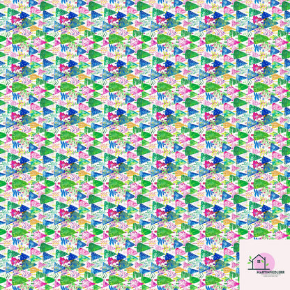 Colorful Christmas Tree Wrapping Paper, Bright Holiday Gift Wrap Sheets, Festive Xmas Tree Packaging, Multicolor Party Celebration Gift Wrap