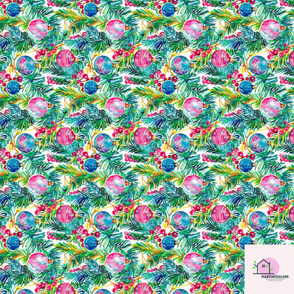 Bauble Christmas Wrapping Paper: Pink & Blue Ornament Festive Gift Wrap