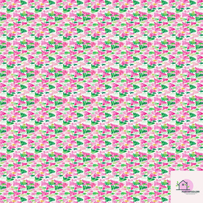Pink Green Tree Christmas Wrapping Paper, Watercolor Holiday Gift Wrap Sheets, Festive Xmas Forest Packaging, Cute Winter Party Gift Wrap