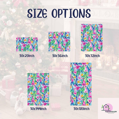 Pink Bell Christmas Wrapping Paper, Festive Holiday Gift Wrap Sheets with Green Leaves, Watercolor Xmas Bells Packaging, Winter Gift Wrap
