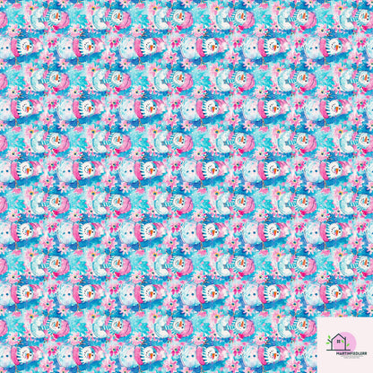 Snowman Christmas Wrapping Paper, Cute Pink Blue Holiday Gift Wrap Sheets, Festive Winter Wonderland Xmas Packaging, Seasonal Gift Wrap